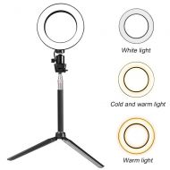 /Selfie Ring Light with Cell Phone Holder, ZIKO 3 Light Mode Ring Light with Stand for Live Stream Cellphone Clip Holder Lazy Bracket with Desk Lamp LED Light for Youtube Facebook F