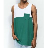 ZINE Zine Blocked Green & White Pocket Tank Top