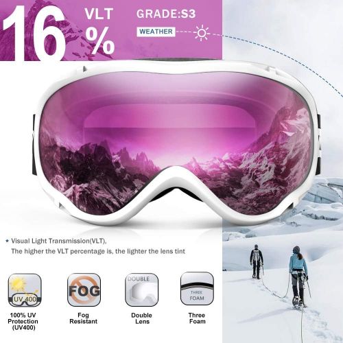  [아마존핫딜][아마존 핫딜] ZIONOR Lagopus Ski Snowboard Goggles UV Protection Anti Fog Snow Goggles for Men Women Youth