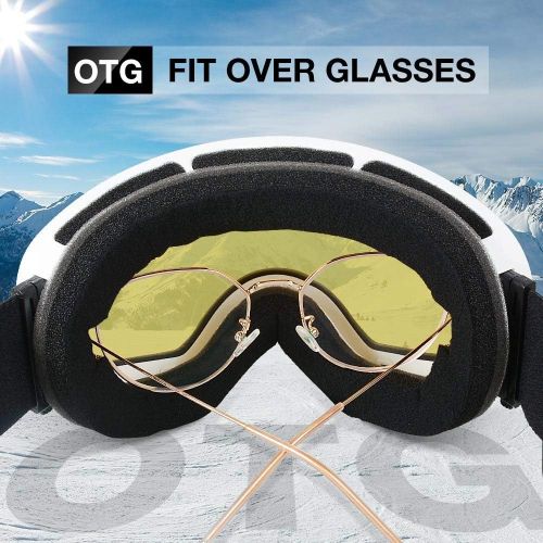  [아마존 핫딜] ZIONOR X Ski Snowboard Snow Goggles OTG Design for Men Women with Spherical Detachable Lens UV Protection Anti-Fog