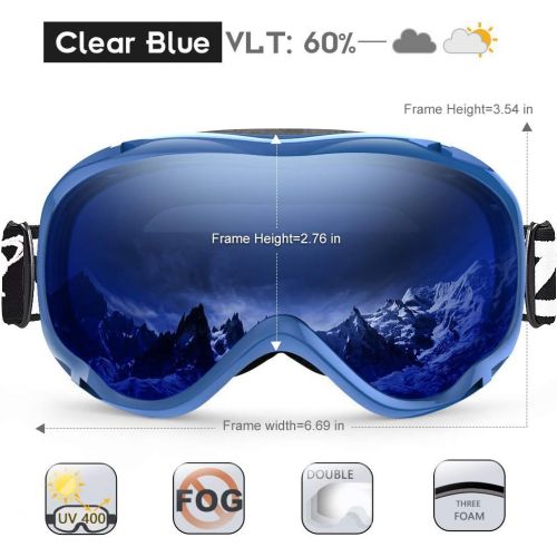  [아마존 핫딜] ZIONOR Lagopus Ski Snowboard Goggles UV Protection Anti Fog Snow Goggles for Men Women Youth