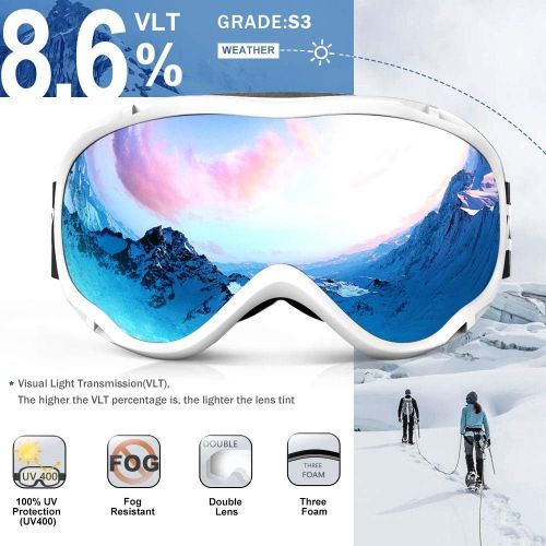  [아마존베스트]Zionor Lagopus Ski Snowboard Goggles UV Protection Anti Fog Snow Goggles for Men Women Youth