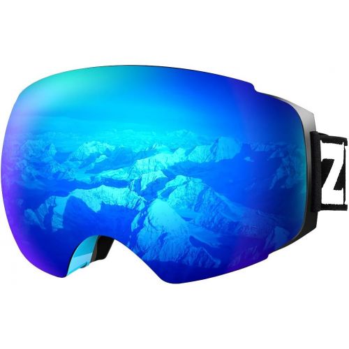  [아마존베스트]Zionor X4 Ski Snowboard Snow Goggles Magnet Dual Layers Lens Spherical Design Anti-Fog UV Protection Anti-Slip Strap for Men Women