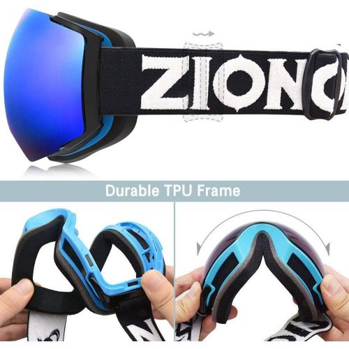 [아마존베스트]Zionor X4 Ski Snowboard Snow Goggles Magnet Dual Layers Lens Spherical Design Anti-Fog UV Protection Anti-Slip Strap for Men Women