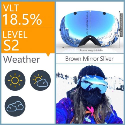  [아마존베스트]Zionor XA Ski Snowboard Snow Goggles for Men Women Anti-Fog UV Protection Spherical Dual Lens Design