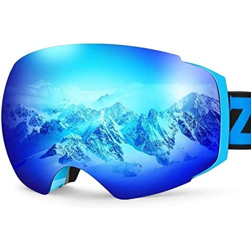  ZIONOR X4 Ski Snowboard Snow Goggles Magnet Dual Layers Lens Spherical Design Anti-Fog UV Protection Anti-Slip Strap for Men Women