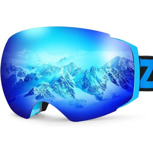  ZIONOR X4 Ski Snowboard Snow Goggles Magnet Dual Layers Lens Spherical Design Anti-Fog UV Protection Anti-Slip Strap for Men Women