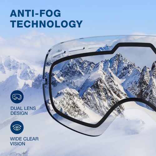  ZIONOR X Ski Snowboard Snow Goggles OTG Design for Men Women with Spherical Detachable Lens UV Protection Anti-Fog