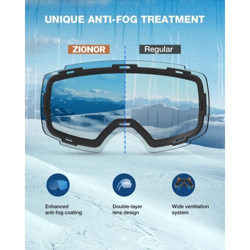  ZIONOR X4 Ski Goggles Magnetic Lens - Snowboard Snow Goggles for Men Women Adult