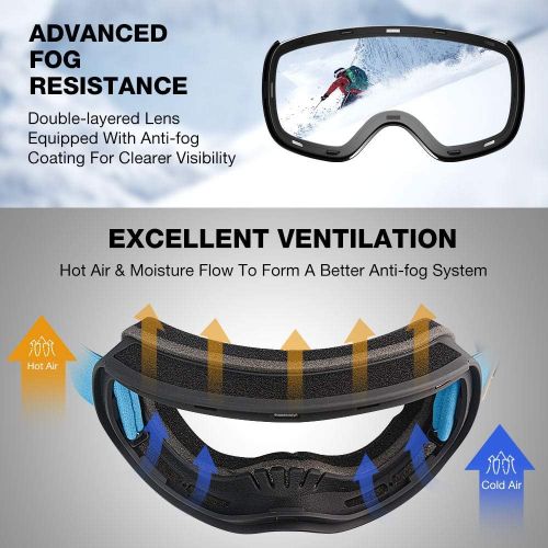  ZIONOR X4 PRO Ski Goggles Magnetic Snowboard Goggles Snow Goggles for Men Women