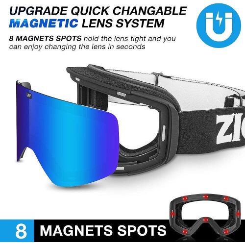  ZIONOR X4 Ski Goggles with X 11 Magnetic Ski Goggles