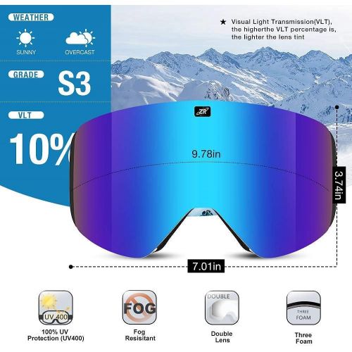  ZIONOR X4 Ski Goggles with X 11 Magnetic Ski Goggles