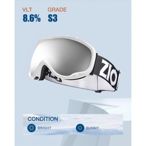  ZIONOR Lagopus Ski Goggles - Snowboard Snow Goggles for Men Women Adult Youth