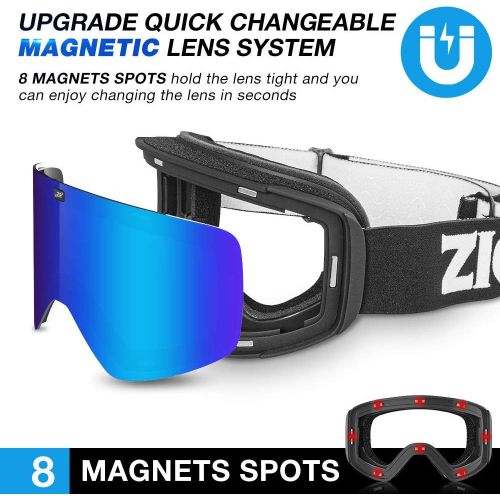 ZIONOR X11 Ski Goggles Magnetic Cylindrical Snowboard Snow Goggles for Men Women