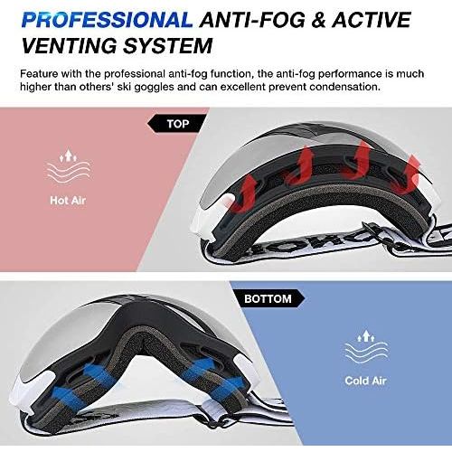  ZIONOR X PRO Ski Snowboard Snow Goggles Interchangeable Lens for Men Women Adult