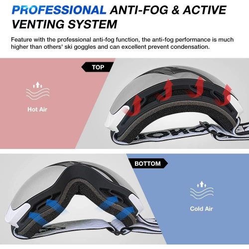  ZIONOR X PRO Ski Snowboard Snow Goggles Interchangeable Lens for Men Women Adult