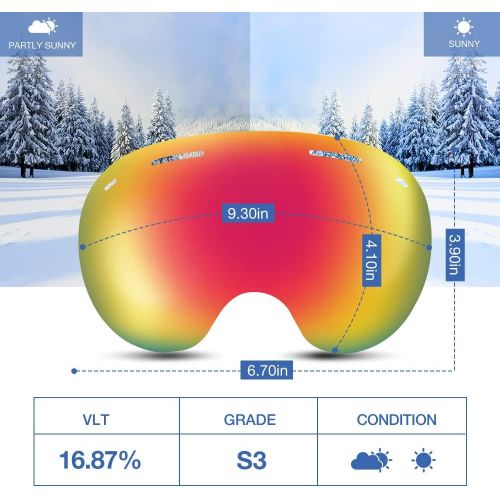  ZIONOR XA Ski Snowboard Snow Goggles for Men Women Anti-Fog UV Protection