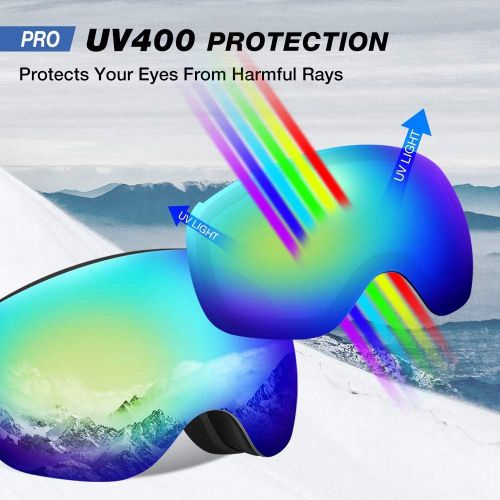  ZIONOR X4 PRO Ski Goggles Magnetic Snowboard Goggles Snow Goggles for Men Women