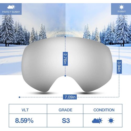  ZIONOR XA Ski Snowboard Snow Goggles for Men Women Anti-Fog UV Protection