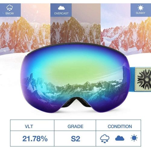  ZIONOR X4 PRO Magnetic Ski Goggles Anti-fog UV Protection Anti-fog UV Protection