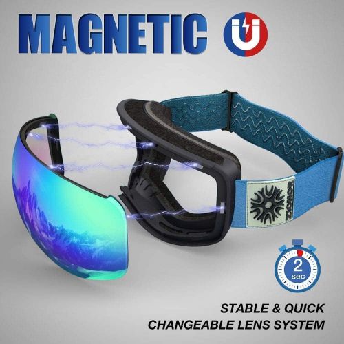  ZIONOR X4 PRO Magnetic Ski Goggles Anti-fog UV Protection Anti-fog UV Protection