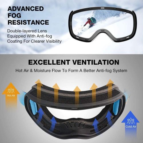  ZIONOR X4 PRO Magnetic Ski Goggles Anti-fog UV Protection Anti-fog UV Protection