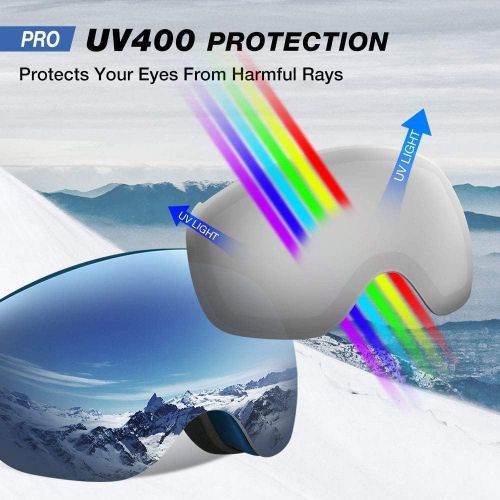  ZIONOR X4 PRO Magnetic Ski Goggles Anti-fog UV Protection Anti-fog UV Protection