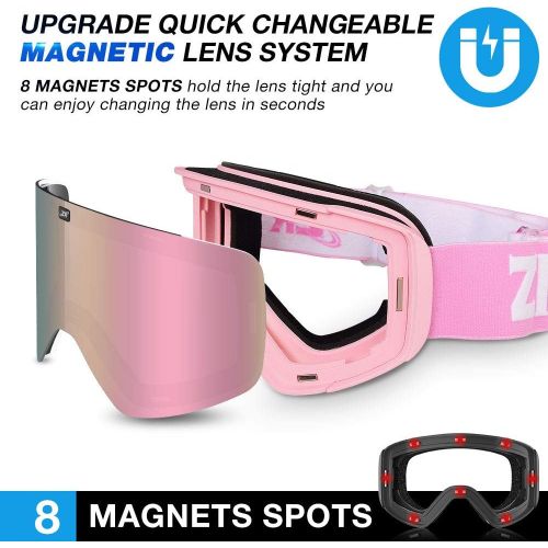  ZIONOR X11 Ski Goggles Magnetic Cylindrical Snowboard Snow Goggles for Men Women