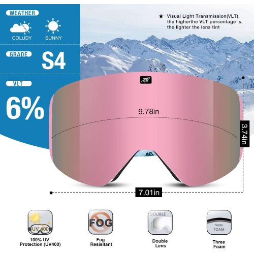  ZIONOR X11 Ski Goggles Magnetic Cylindrical Snowboard Snow Goggles for Men Women