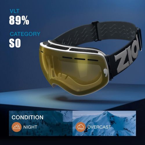  ZIONOR X Ski Goggles - OTG Snowboard Goggles Detachable Lens for Men Women Adult
