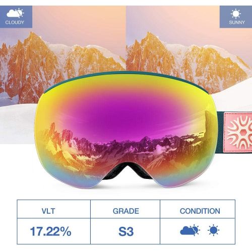  ZIONOR X4 PRO Ski Goggles Magnetic Snowboard Goggles Snow Goggles for Men Women