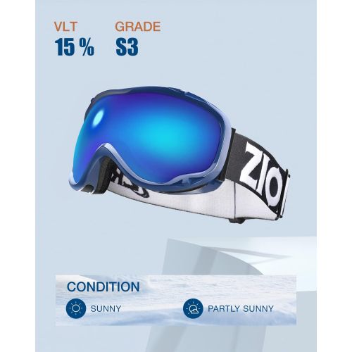  ZIONOR Lagopus Ski Goggles - Snowboard Snow Goggles for Men Women Adult Youth