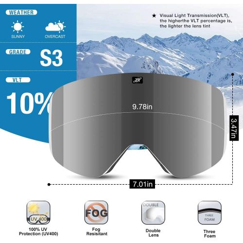  ZIONOR X11 Ski Goggles Magnetic Cylindrical Snowboard Snow Goggles for Men Women