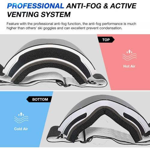  ZIONOR X11 Ski Goggles Magnetic Cylindrical Snowboard Snow Goggles for Men Women