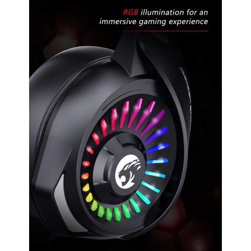  [아마존 핫딜] ZIUMIER Gaming Headset with Microphone, PS4 Headset Xbox One Headset with RGB Light, Wired PC Headset with 7.1 Stereo Surround Sound, Over-Ear Headphones for PC, PS4, Xbox One, Lap