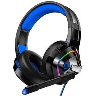 [아마존베스트]ZIUMIER Gaming Headset PS4 Headset, Xbox One Headset with Noise Canceling Mic & RGB Light, PC Headset with Stereo Surround Sound, Over Ear Headphones for PC, PS4, Xbox One, Laptop