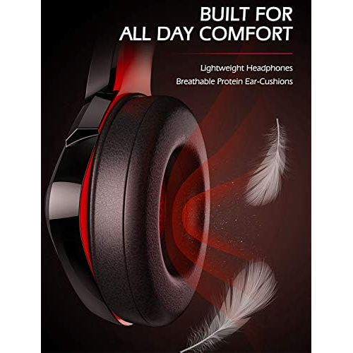  ZIUMIER Z66 Gaming Headset for PS4, PS5, Xbox One, PC, Wired Over Ear Headphone with Noise Isolation Microphone, LED RGB Light,Surround Sound for Laptop Computer, Red