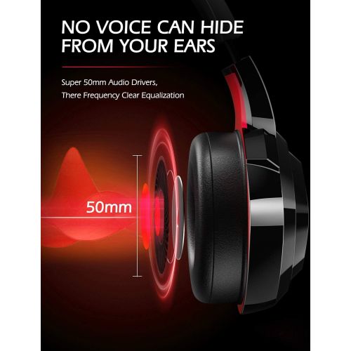  ZIUMIER Z66 Gaming Headset for PS4, PS5, Xbox One, PC, Wired Over Ear Headphone with Noise Isolation Microphone, LED RGB Light,Surround Sound for Laptop Computer, Red