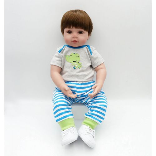  ZIYIUI 18inch/45cm Reborn Baby Doll Toddler Doll Silicon Vinyl Doll Realistic Doll Handsame boy Doll