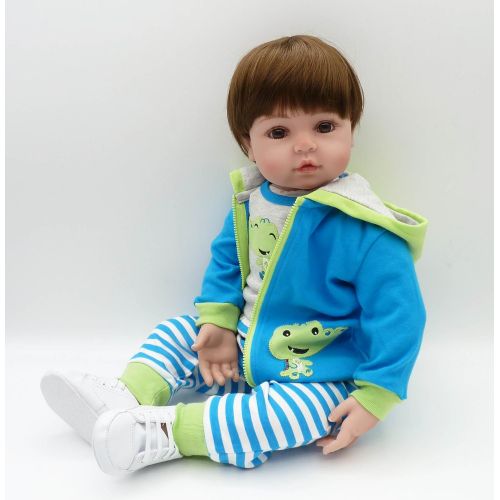  ZIYIUI 18inch/45cm Reborn Baby Doll Toddler Doll Silicon Vinyl Doll Realistic Doll Handsame boy Doll