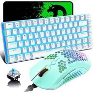 ZIYOU LANG Mechanical Gaming Keyboard and Mouse Combo Blue LED Backlit Keyboard,12000 DPI RGB Lightweight Gaming Mouse with Honeycomb Shell,Large Mouse Pad for Windows Gaming PC(Macaron Green