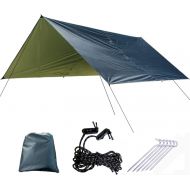 ZJDU 300cm X 300cm Waterproof Hammock Rain Fly Tent Tarp,Anti-UV Lightweight Camping Shelter,Ground Cloth Sunshade Mat,Ground Nail and Ropes Included