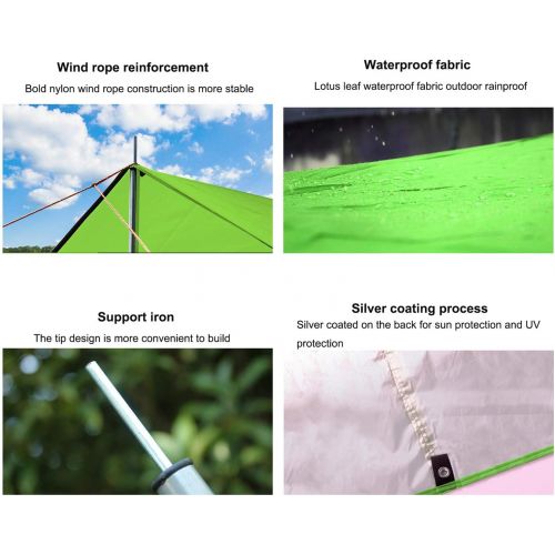  ZJDU Beach Tent Tarp, Waterproof Lightweight Sun Shade Shelter,Lightweight Shelter Sun Shade Awning Canopy,with Support Rod and Accessories,for Camping Hiking Fishing Picnic