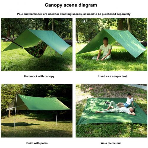  ZJDU Camping Tent Tarp, Camping Tarpaulin Anti UV, Waterproof Tent, Lightweight Tarpaulin Shelter, for Outdoor Camping Backpack Hiking Beach,Included Ropes and Ground Nail