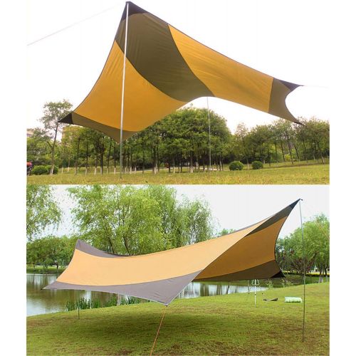  ZJDU Rain Fly Tent Large Tarp,550×560Cm 5-8 Person Lightweight Shelter Sun Shade Awning Canopy, with Tarp Poles and Accessories, for Hiking Camping Picnic Family Party