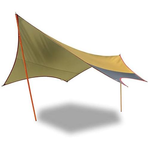  ZJDU Camping Tarp Shelter,Beach Tent Tarp, Lightweight Hammock Rain Fly Waterproof Sun-Proof Canopy, with Tarp Poles, for Camping Hiking Fishing Picnic