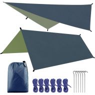 ZJDU Camping Rainfly Tarp,Waterproof Tent, Lightweight Tarpaulin Shelter Hammock Rain Fly Sheet,Lightweight Ripstop Hammock Tarp Cover,Included Ropes and Ground Nail