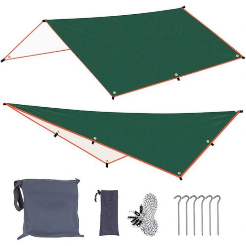  ZJDU Camping Tent Tarp Shelter, Outdoor UV Protection Shelter,Lightweight Hammock Rain Fly Waterproof Camping Tarp, for Camping Outdoor Travel, Included Ropes and Ground Nail