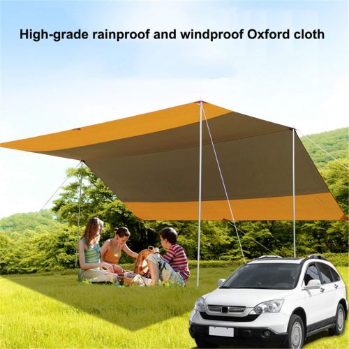  ZJDU Rain Fly Tent Large Tarp, Camping Tarp Shelter,Waterproof Lightweight Sun Shade Shelter, with Tarp Poles,for Hiking Camping Picnic Family Party