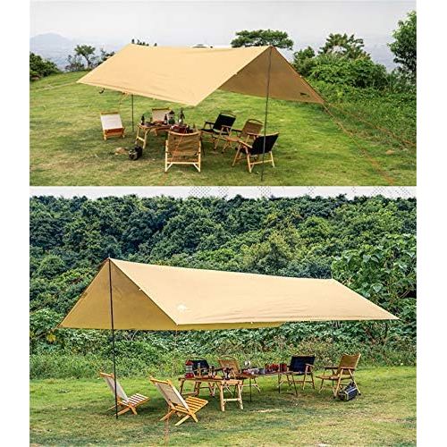  ZJDU Camping Tent Tarps, Waterproof Lightweight Sun Shade Shelter, Beach Sunshade Hammock Rain Fly Sun Shelterswith Tarp Poles,Camping & Hiking Equipment